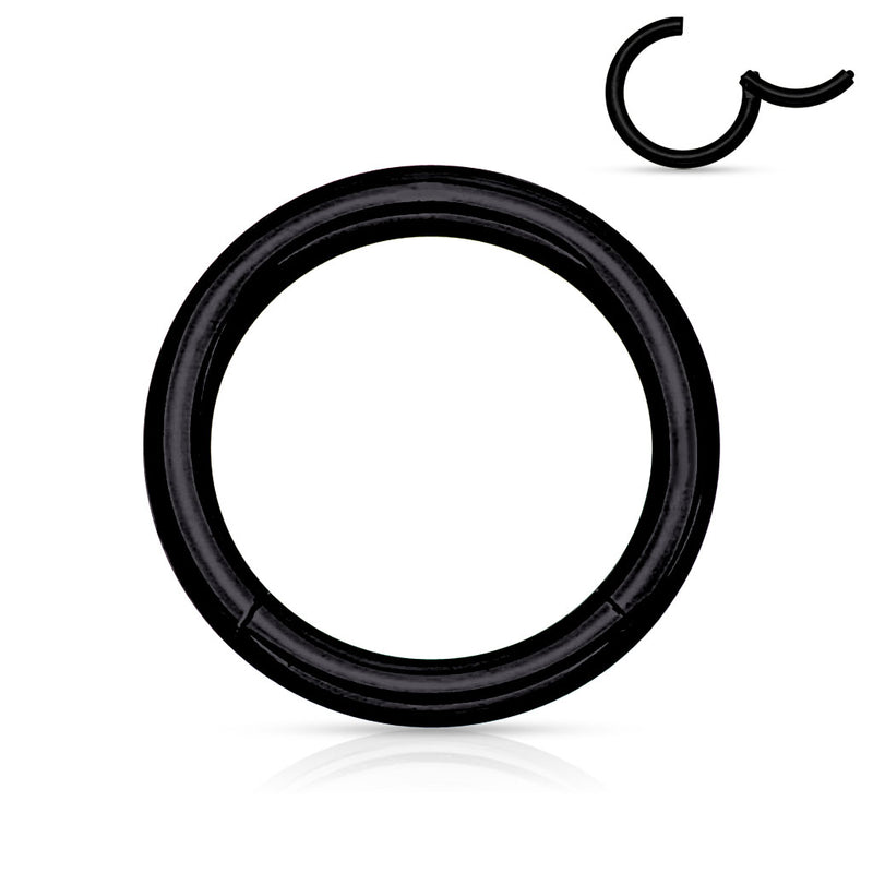PVD Over SS Hinged Ring - 18 ga - 3/8'' - Black