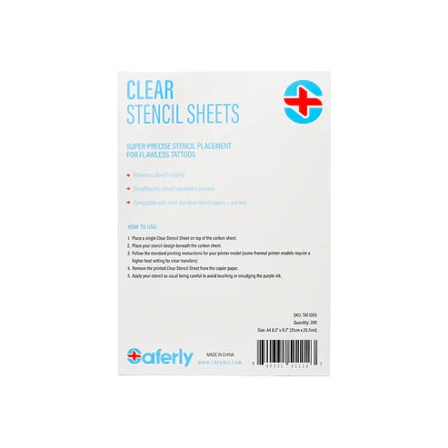 Saferly - Clear Tattoo Stencil Insert - 8-1/2'' x 11'' - 200 Sheets