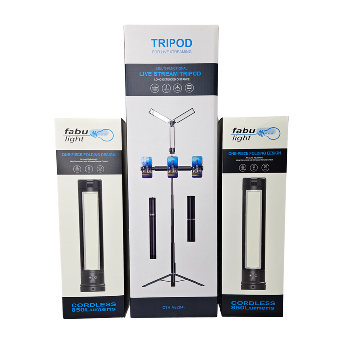 Expandable Tripod with Foldable LED Light