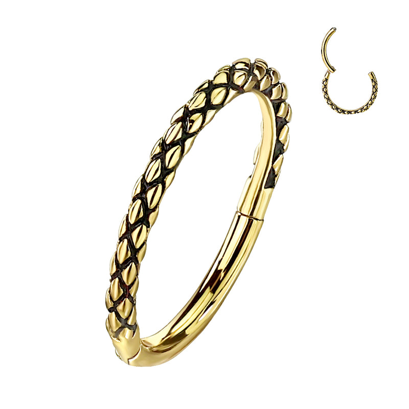 Oxidized Lizard Skin Hinged Gold