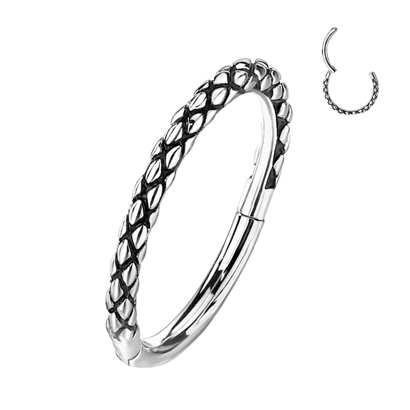 Oxidized Lizard Skin Hinged Silver