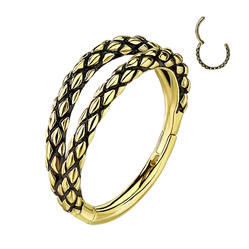 Oxidized Double Lizard Skin Hinged Gold