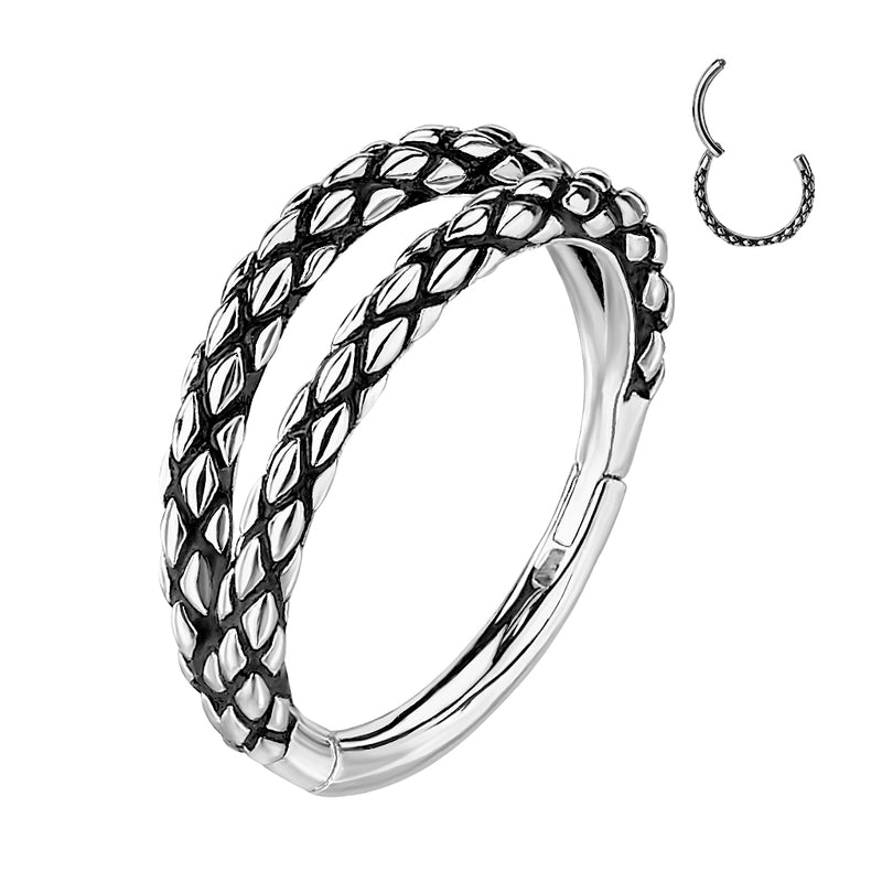 Oxidized Double Lizard Skin Hinged Silver