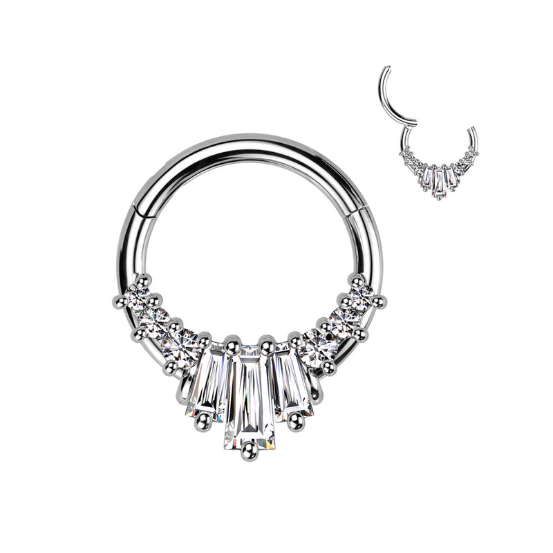 6 Stone Septum with Silver Ring