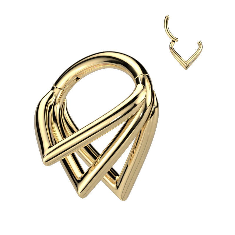 Triple Pointed Chevron Titanium Hinged Septum Gold