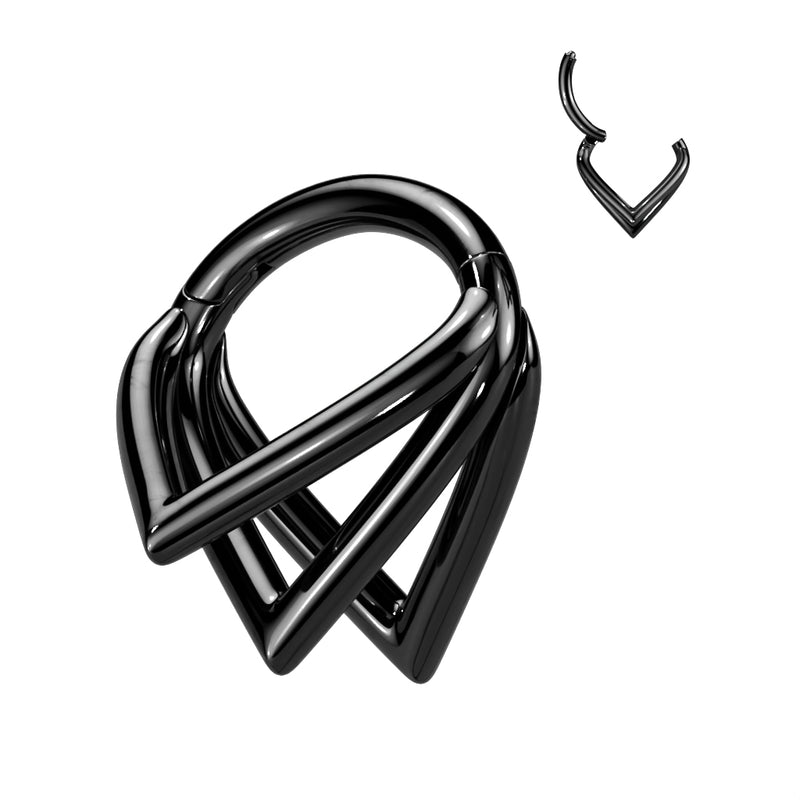 Triple Pointed Chevron Titanium Hinged Septum Black