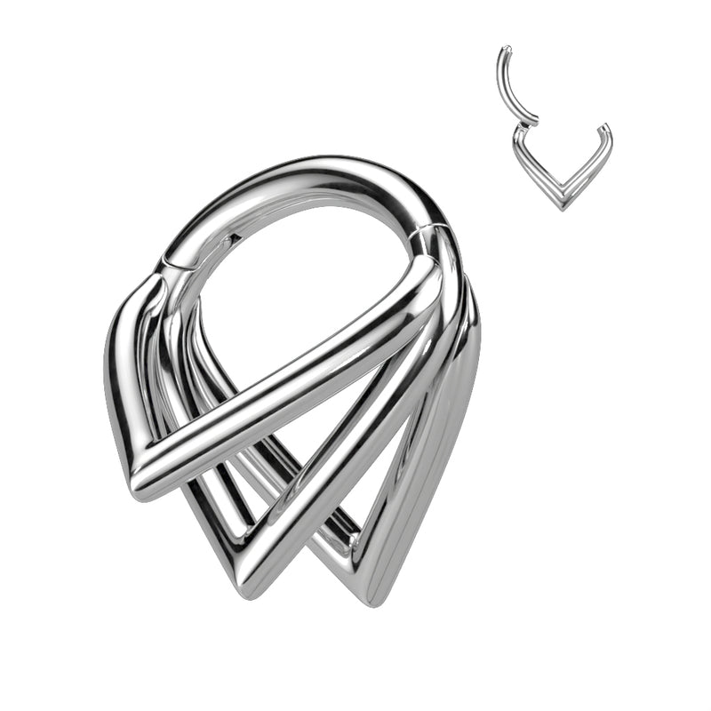 Triple Pointed Chevron Titanium Hinged Septum Silver