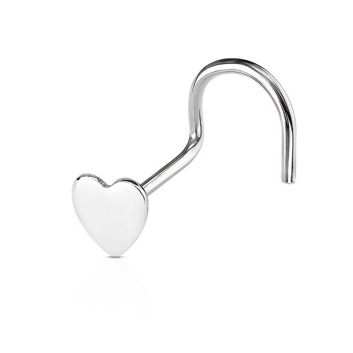 Heart Top Nostril Screw - .925 Sterling Silver