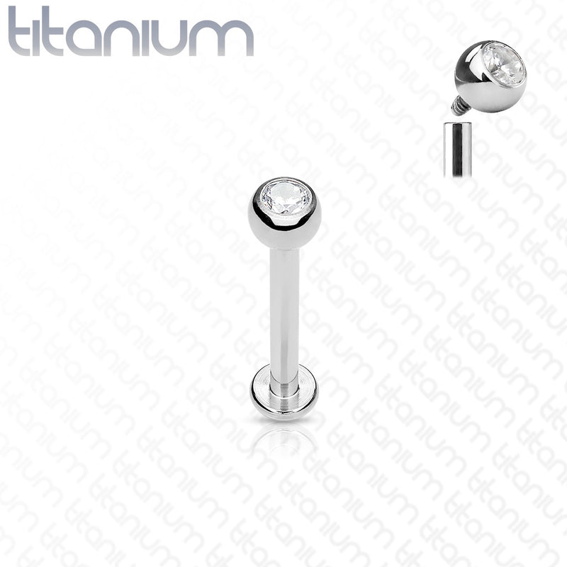 Internally Threaded Titanium Labret w/ Jewel