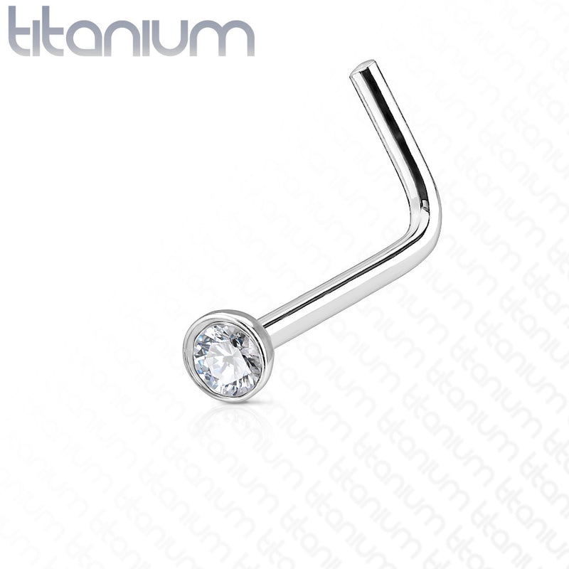 Titanium Jeweled L-Bent Nostril Stud