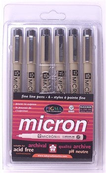 Micron Pen 6 pk Black