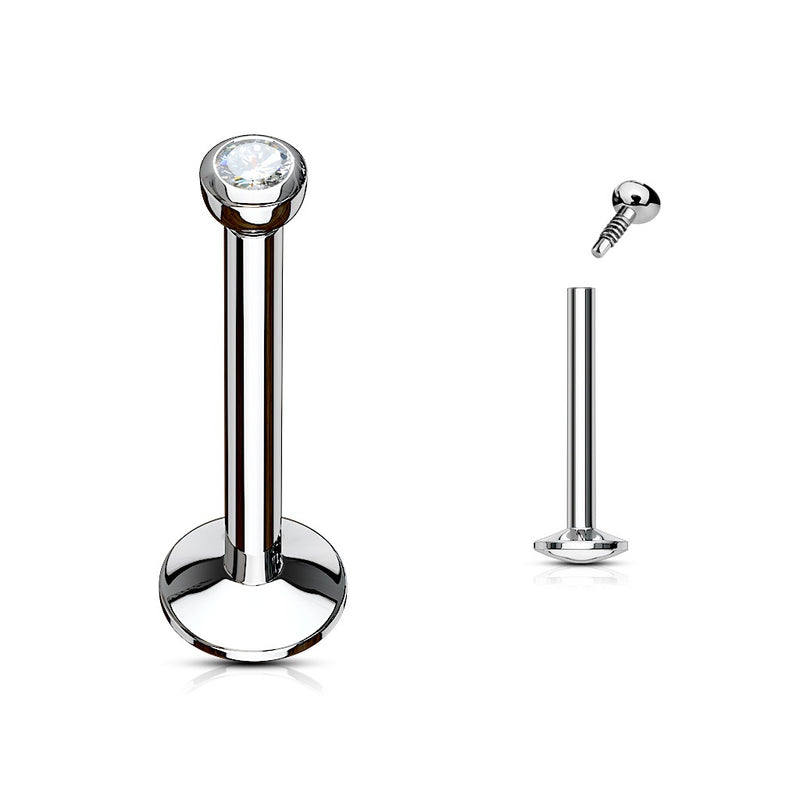 Stainless Labret w/ jewel - Internally Threaded