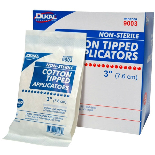 Non Sterile 3" Cotton Tipped Applicator- 100ct Bag