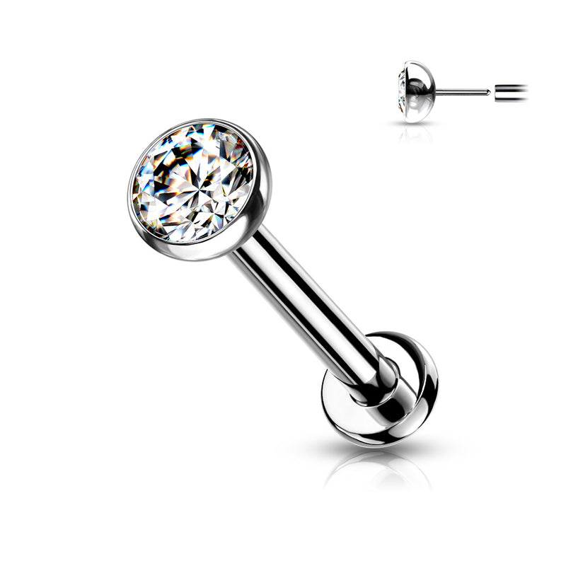 Titanium Push In Labret Jeweled