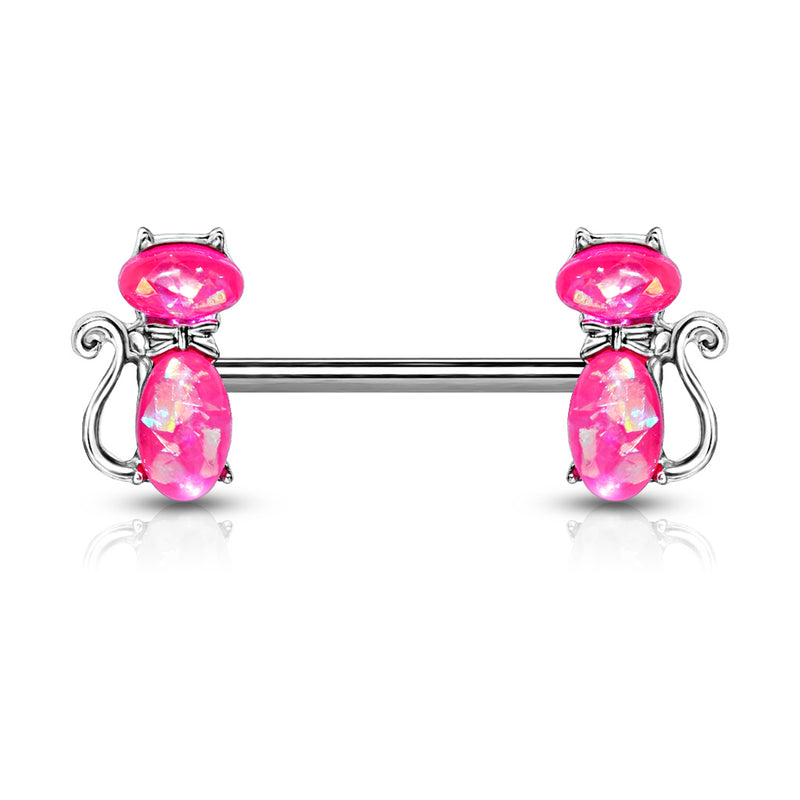 Opal Glitter Cat Nipple Barbell