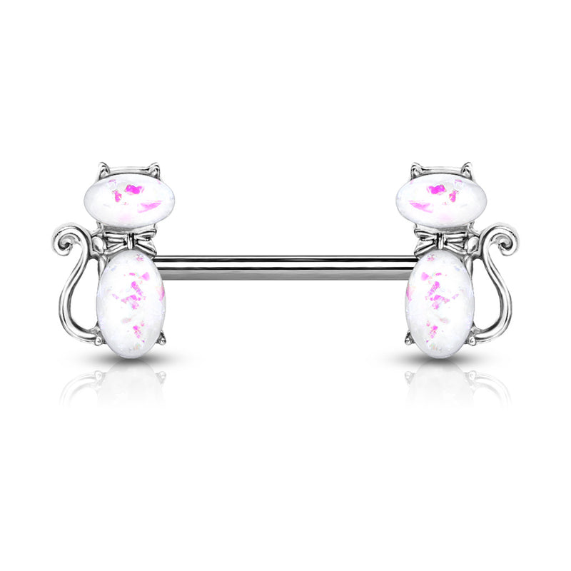 Opal Glitter Cat Nipple Barbell