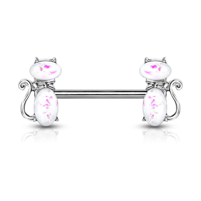 Opal Glitter Cat Nipple Barbell