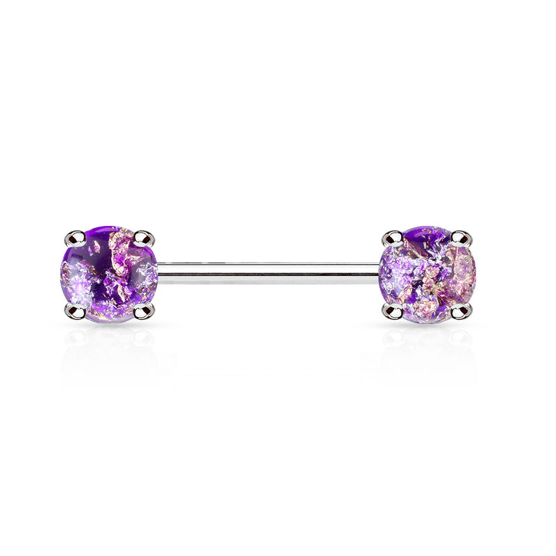 Lava Glitter Prong Set 316L Surgical Steel Nipple Barbell Rings