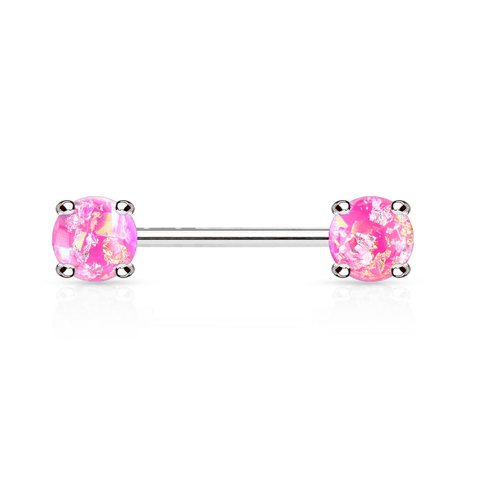 Lava Glitter Prong Set 316L Surgical Steel Nipple Barbell Rings