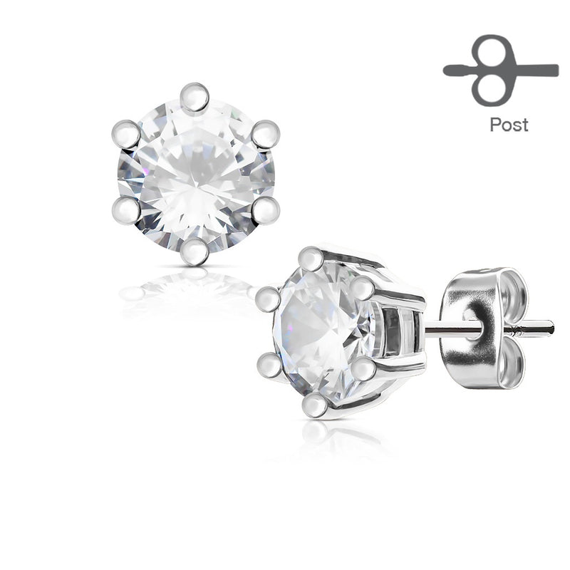 20 ga Stud Earring Pair w/ Gem
