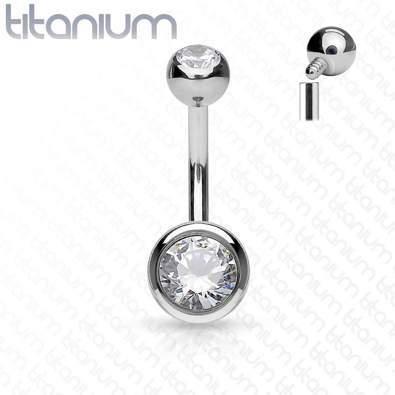 Internally Threaded Titanium Navel w/ Double Jewel